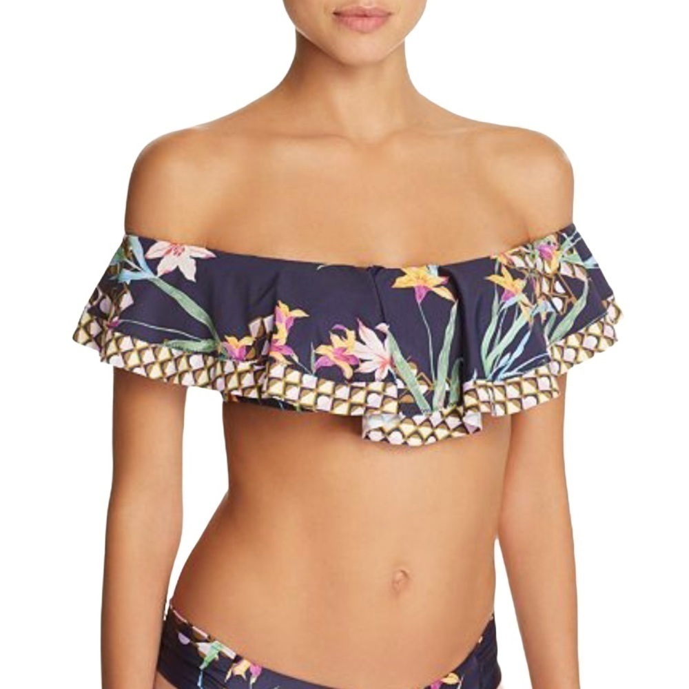 Trina Turk Fiji Off The Shoulder Floral Swim Top